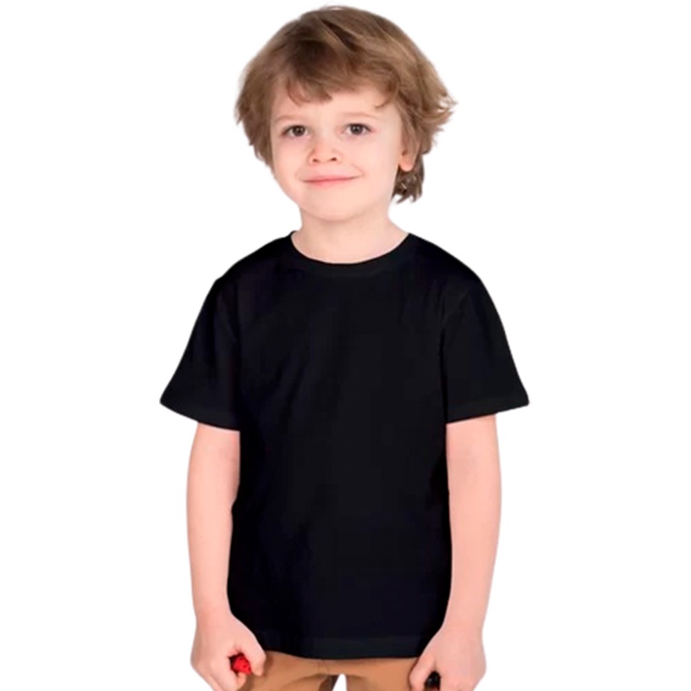 Camiseta Preta Infantil 100% Algodão camisa manga curta