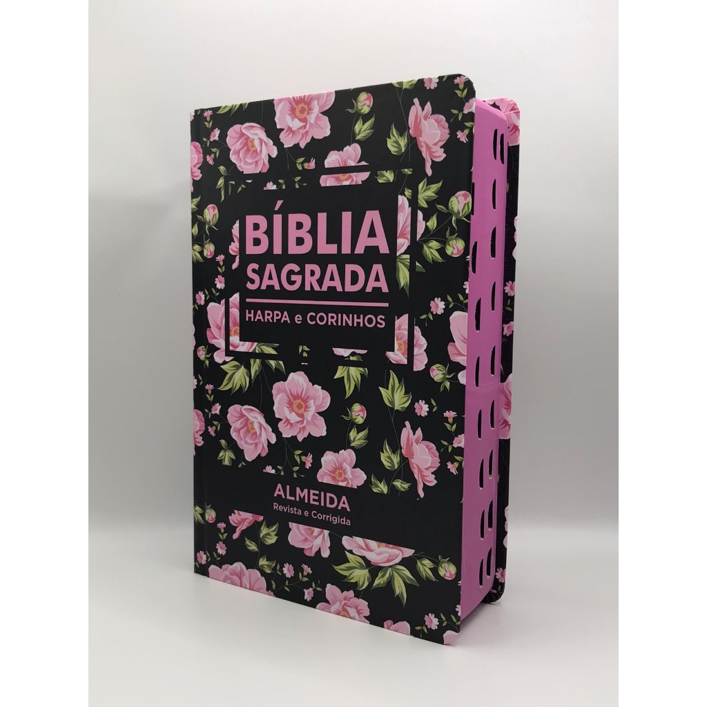 Bíblia Sagrada Tamanho Grande Com Harpa Palavras de Jesus em vermelho Flores Rosa em Oferta na Shopee