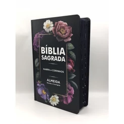 Bíblia Sagrada Tamanho Grande Com Harpa Palavras de Jesus em vermelho Flores Arabesco