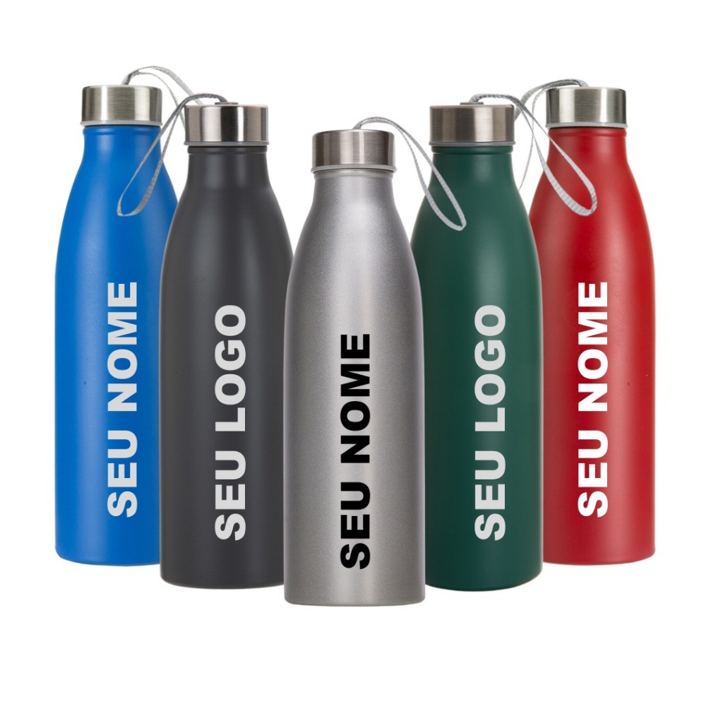 Garrafa Inox de 750ML Personalizada Com Logo - Nome - Frase - Time
