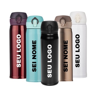 Garrafa Térmica Personalizada Inox Agua, Café Líquidos Chá 400ml em Oferta na Shopee