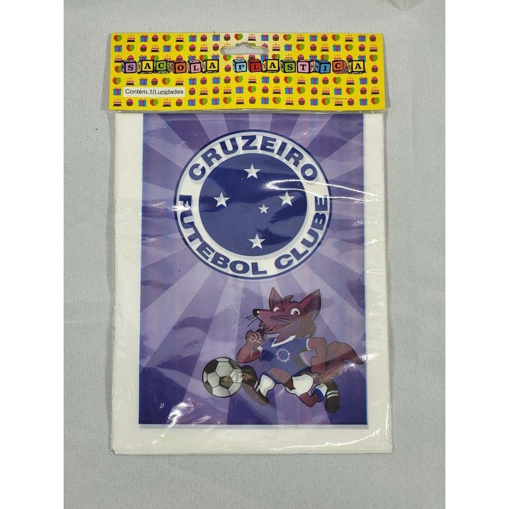 Sacolinha Plástica Surpresa Cruzeiro Festa Infantil Futebol Aniversário Lembrancinha Kit Doces