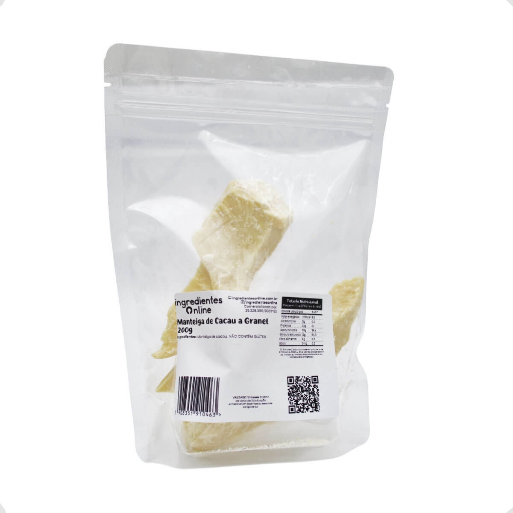 Manteiga de Cacau Pura Natural e Desodorizada 200g em Oferta na Shopee