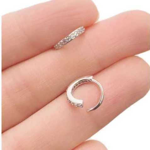 Piercing Aba Nasal Cravejado Prata Aço Inox 1 UNIDADE