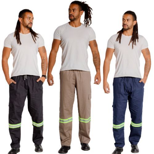 Kit 20 Calça De Uniforme Brim Pesado Com Faixa Refletiva 38