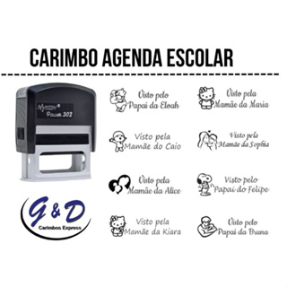 Carimbo para Agenda Escolar - PERSONALIZADO em Oferta na Shopee
