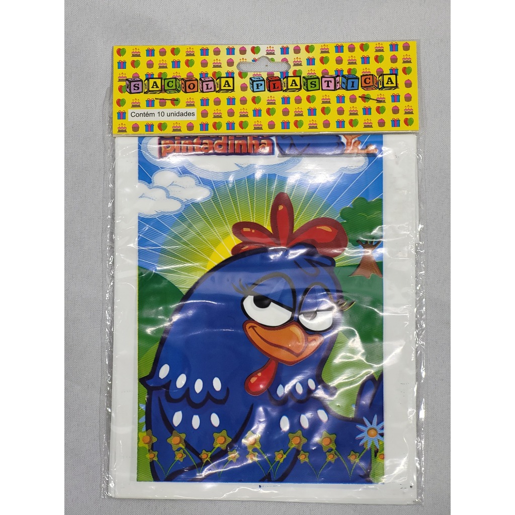 Sacolinha Plástica Surpresa Galinha Pintadinha Azul Festa Infantil Aniversário Lembrancinha Kit Doces