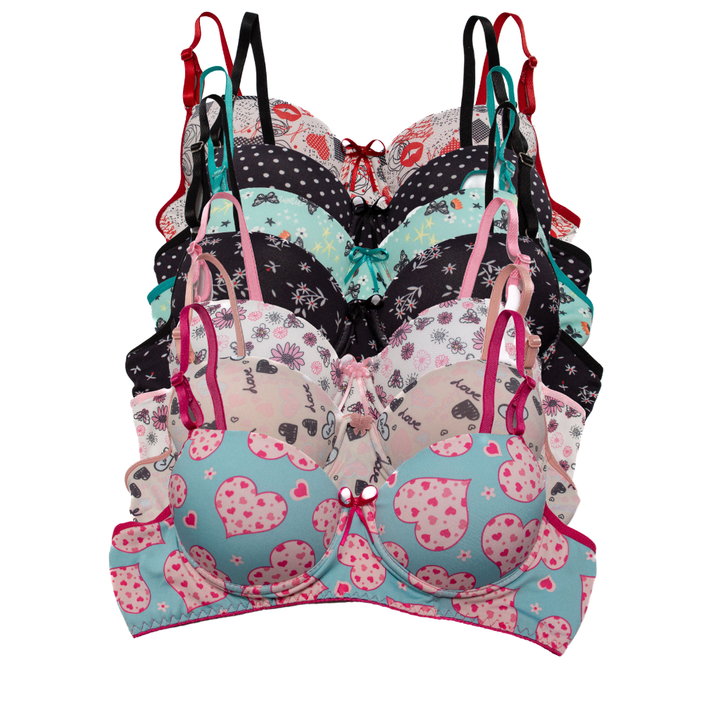 Kit com 10 Sutiã Sutia com Bojo Estampado Lingerie Soutien Direto Da Fábrica em Oferta na Shopee