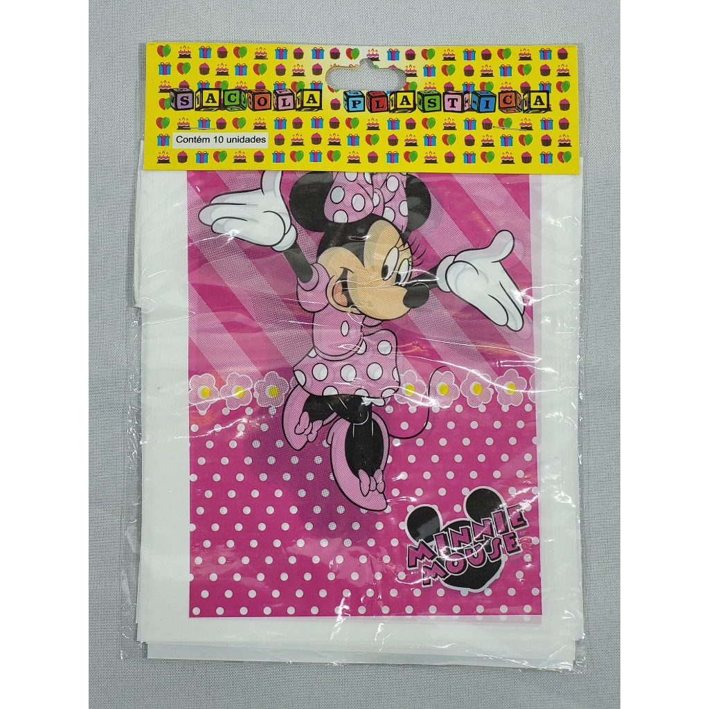 Sacolinha Plástica Surpresa Minnie Rosa Festa Infantil Aniversário Lembrancinha Kit Doces