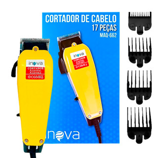 Máquina Cortador Cabelo Barbeador Com Fio Profissional Salão Maquininha 110V Inova