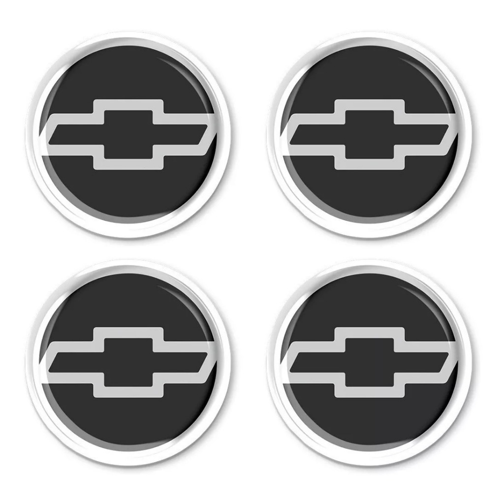 Kit Adesivo Para Calota ou Roda Resinado 4 peças - GM Prata 51mm