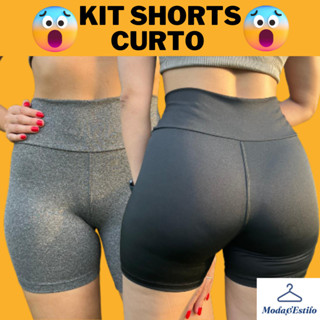 KIT C/ 4 Shorts Legging Meia Coxa Reforçada Bermuda Curta Fitness Feminino Tecido Grosso Resistente Academia