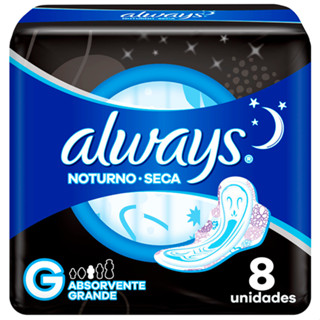 Absorvente Always Noturno Seca Com Abas Tamanho G 8 Unidades