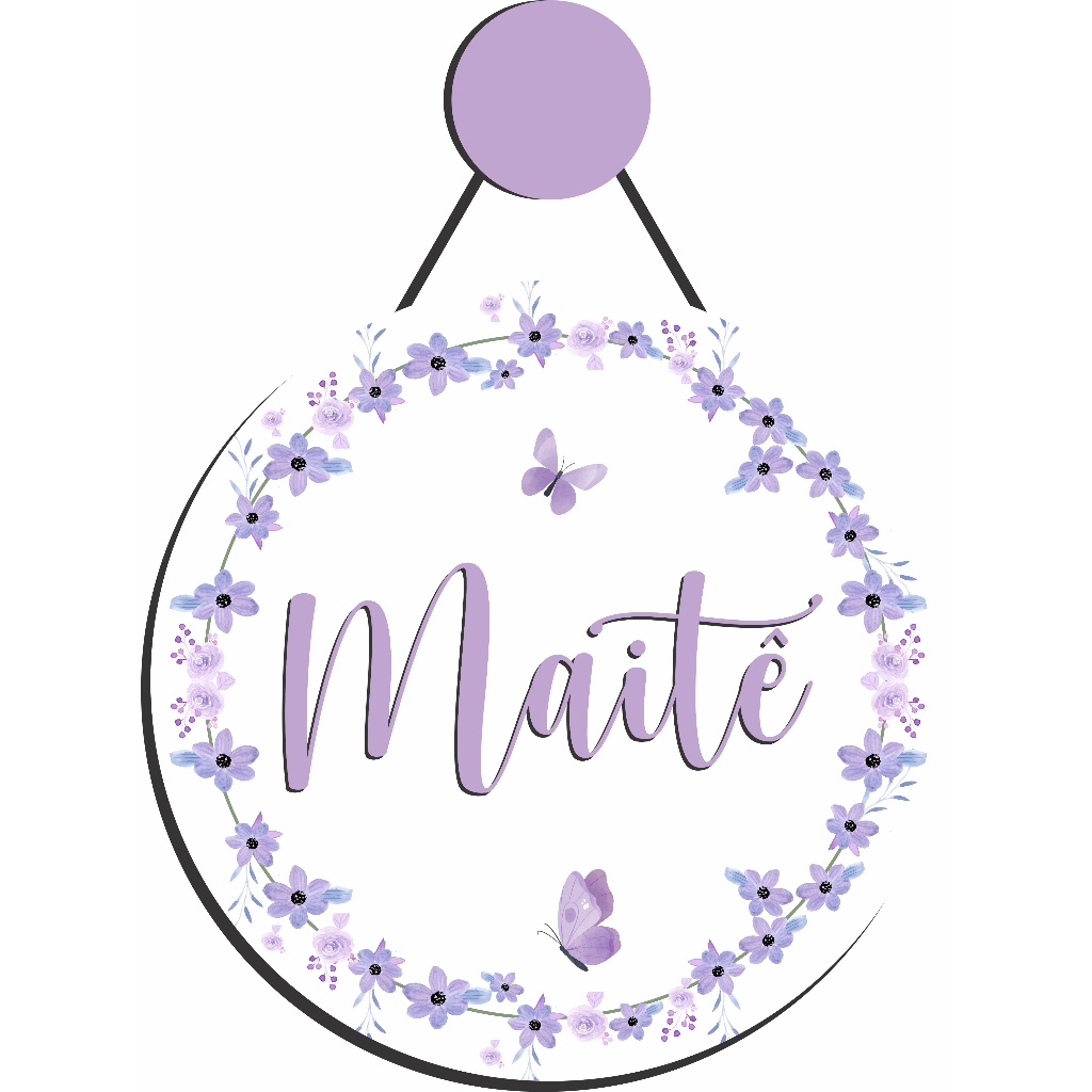 Enfeite Porta Maternidade Flores Delicada - Borboletas - Nome personalizado - Decoração para quarto! GUIRLANDA