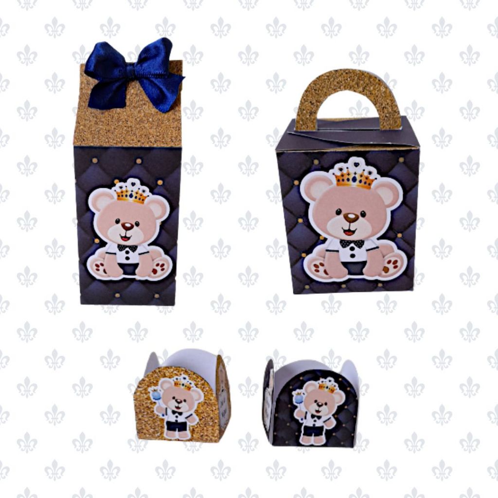 30 Lembrancinhas Personalizadas para chá de bebê - Ursinho Príncipe -  Caixinha Personalizada - Papelaria Personalizada