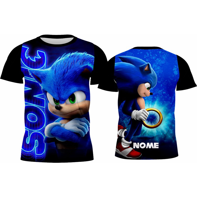 Camiseta infantil Sonic o filme + nome atrás (mod2) ! em Oferta na Shopee