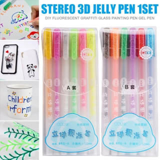 KIT Multifuncional 3D iluminadores De Geleia 6 Cores Estudantil Grafite Caneta Marcadora DIY Papelaria/Escritório/Escola