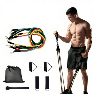 Kit 11 Peças Elástico Para Exercício De Resistência Academia Em Casa Top