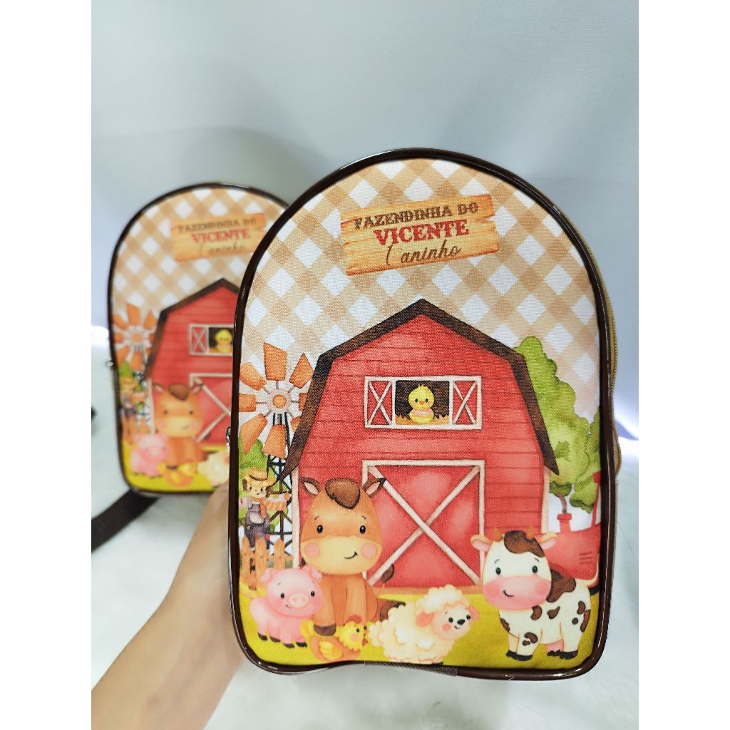 20 MOCHILINHAS PERSONALIZADAS, fazendinha, animais,. Lembrancinha para festa infantil, aniversario