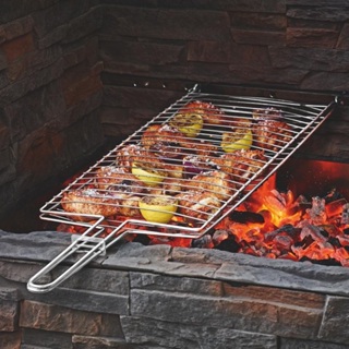 Grelha Dupla Abaulada 70 x 20 para Assar Peixe, frango churrasco em Oferta na Shopee