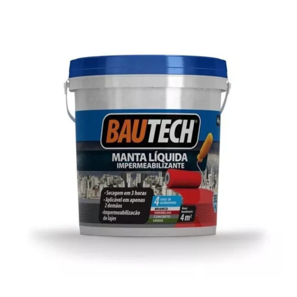 Manta Líquida Emborrachada Elástica Impermeável Bautech 4kg Cor Cinza Concreto Lajes Calhas
