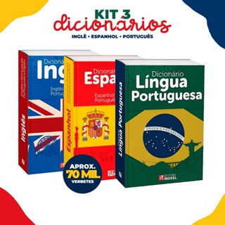 Mini Dicionário Kit 3 Dicionários Português Espanhol Inglês de Bolso Escolar em Oferta na Shopee