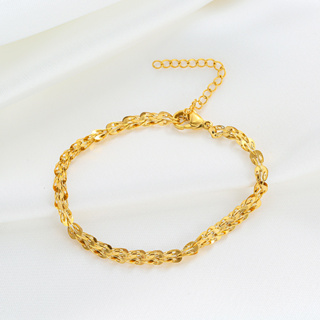 Pulseira Feminina Luxury aço inoxidável banhado ouro 18k em Oferta na Shopee