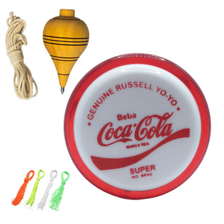 KIT YOYO PROFISSIONAL COCA-COLA ORIGINAL + PIÃO DE MADEIRA RETRÔ (IOIO,PIAO,YO-YO)