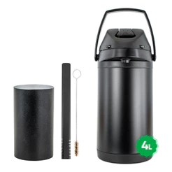 Kit Tereré Copo Bomba Preto Garrafa Térmica 4l Black Inox
