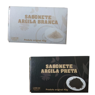 Sabonete Argila Branca + Argila Preta em Barra em Oferta na Shopee