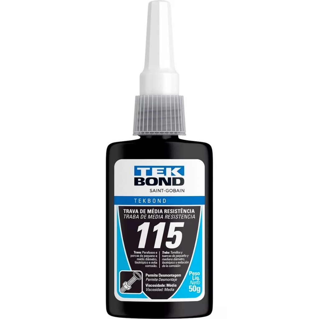 Cola Trava Rosca Tek Bond Azul 115 Médio Travamento 50gr