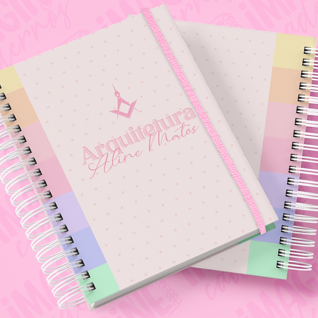 Caderno Personalizado arquiteta  Arquitetura com Nome Capa Dura Wire-O 22x16cm Premium 120 Folhas