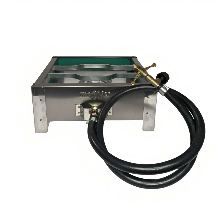 Fogão Fogareiro INOX a Gás 1 Uma Boca Industrial Alta Pressão Acampamento + Kit Mangueira