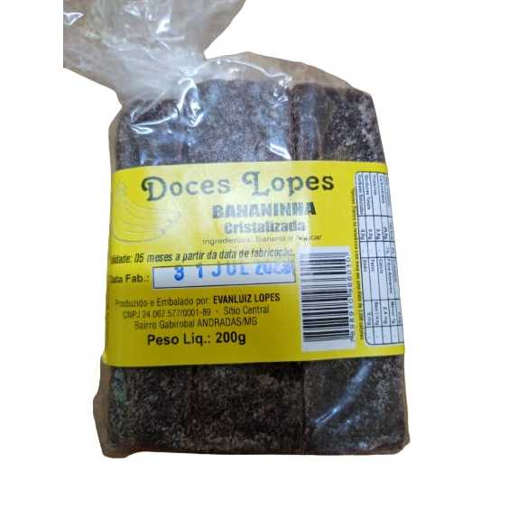 BANANINHA CRISTALIZADA DOCES LOPES 200G em Oferta na Shopee