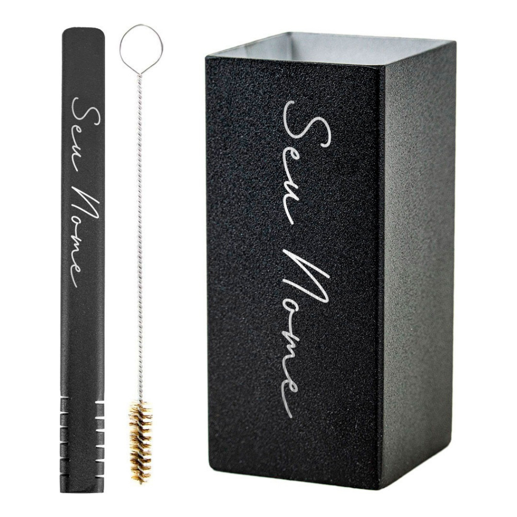 Kit Bomba Copo Terere Quadrado Inox Black Filete - Seu Nome em Oferta na Shopee