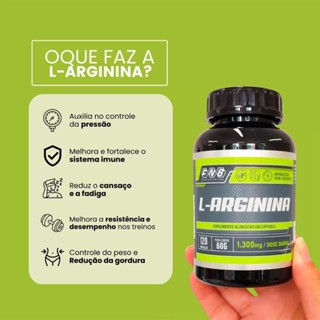 Fnb L - Arginina 100% Pura Concentrada 120 Cápsulas 1300mg Dose - Flora Nativa do Brasil