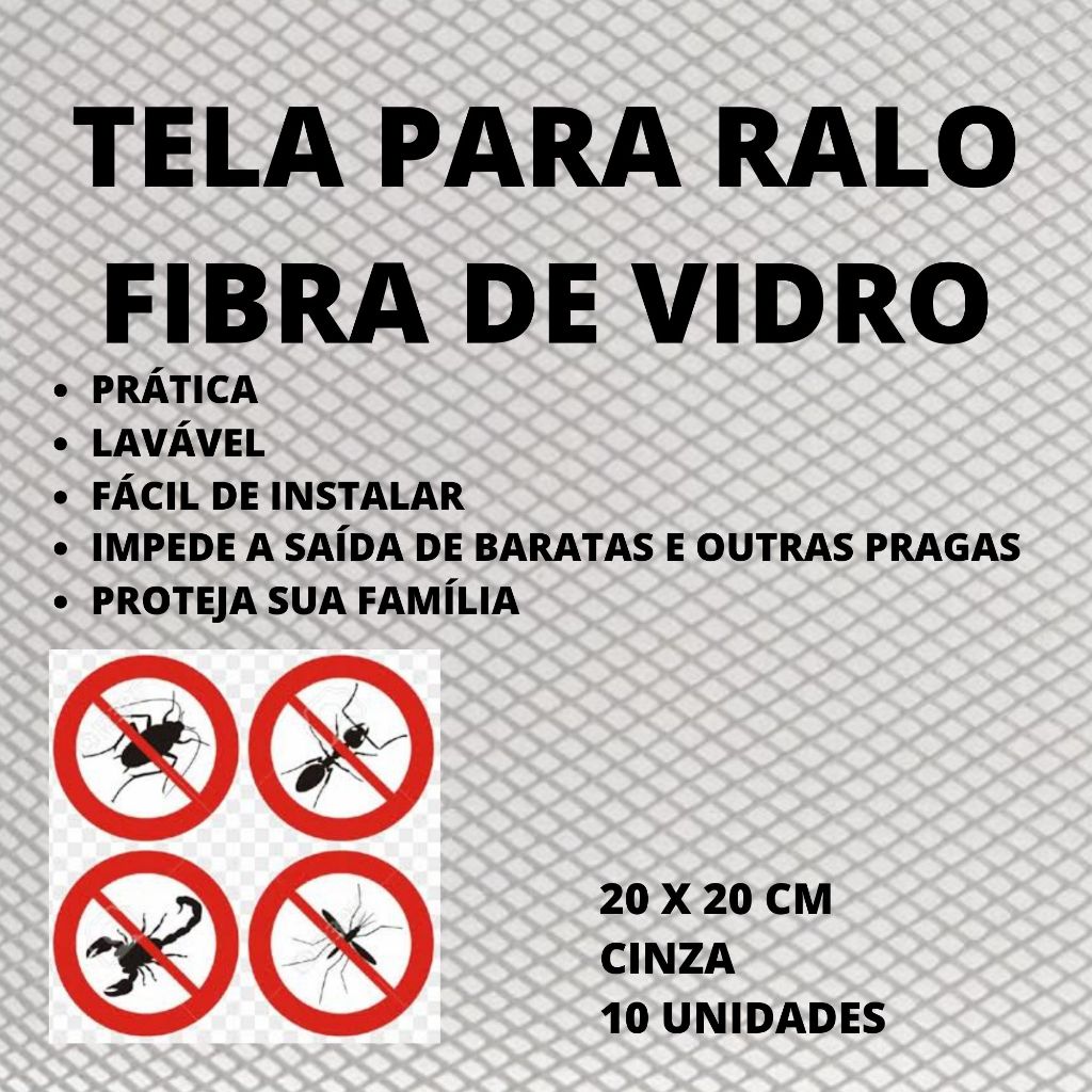 Tela Para Ralo 20x20 Cm Fibra De Vidro 10 Unidades em Oferta na Shopee