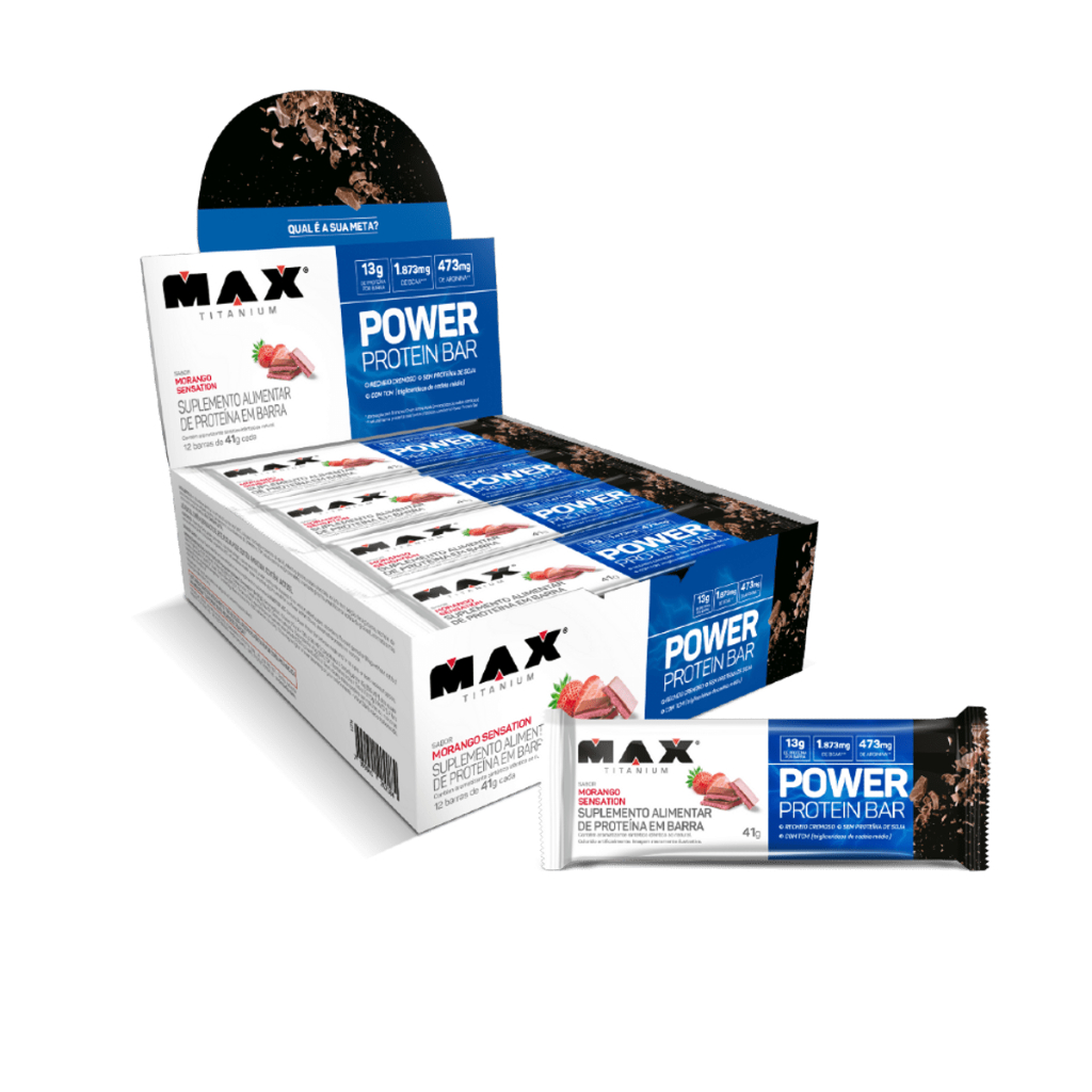 Power Protein Bar - Barra de Proteína 41G - Display com 12 Unidades - Max Titanium