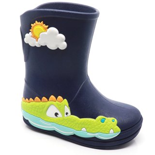 Galocha Bota Infantil Plugt Menino Confortável Crocodilo Azul Marinho