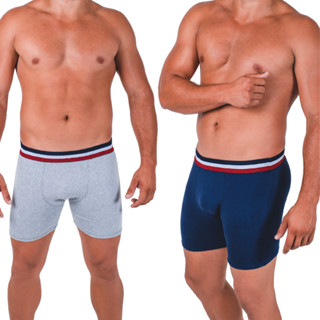 Kit C/3 Cueca Boxer Algodão Masculino Long Leg Cueca Box Malha Confortável