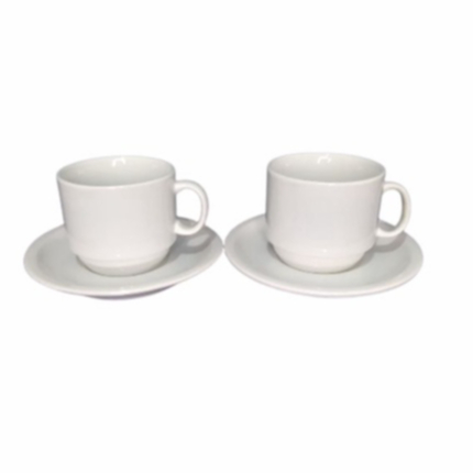 Conjunto 2 Xícara e 2  Pires Modelo Hotel 200 ML Porcelana Branca em Oferta na Shopee