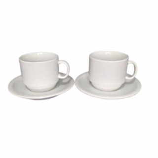 Conjunto 2 Xícara e 2  Pires Modelo Hotel 200 ML Porcelana Branca em Oferta na Shopee