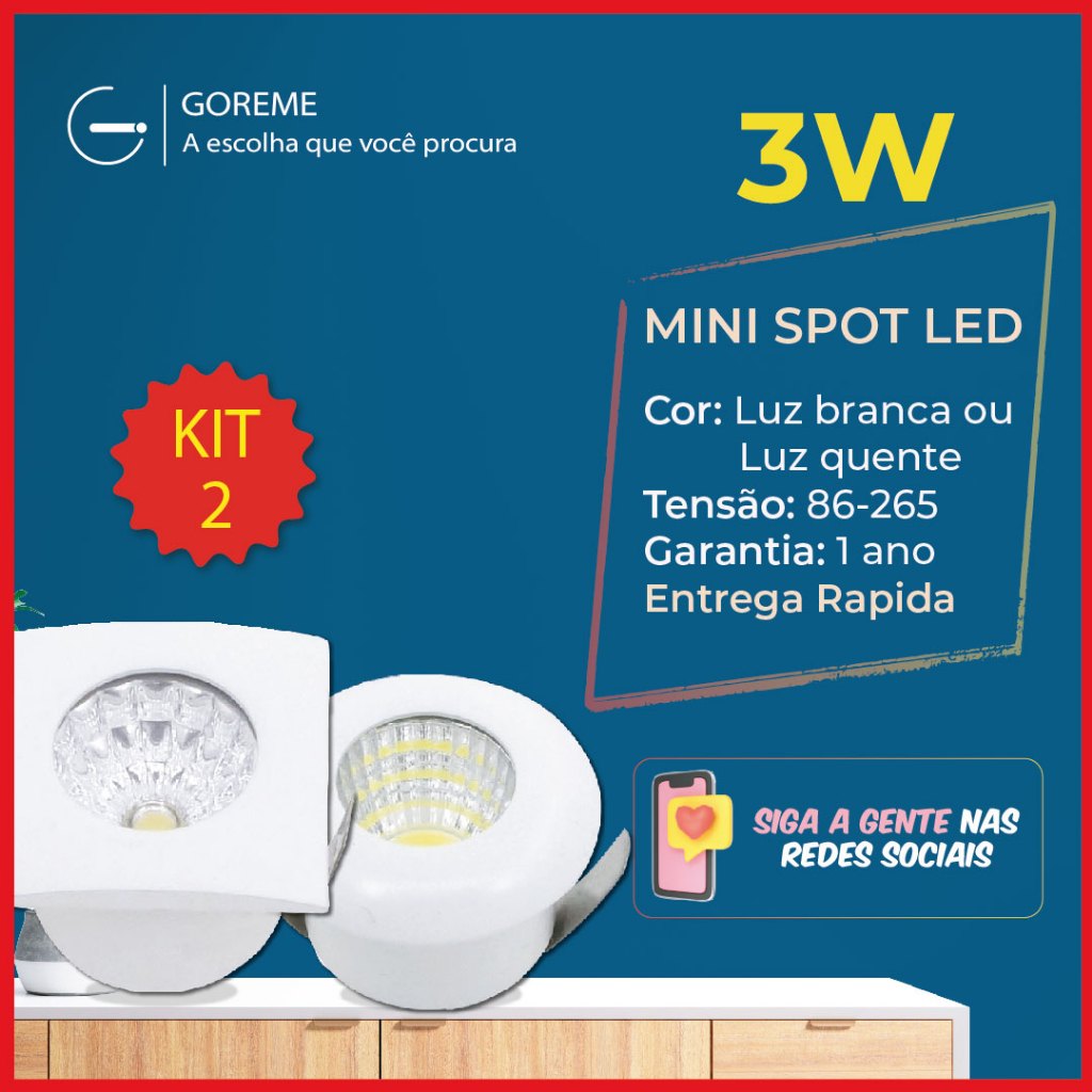 Mini Spot Led 3W Quadrado | Redondo Embutir Gesso Direcional GM Cor Branca | Amarela