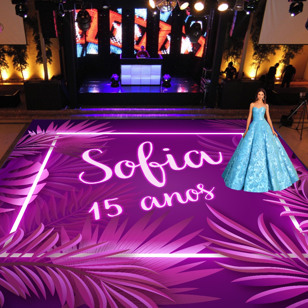 Pista de dança Neon Pink festa tropical personalizado