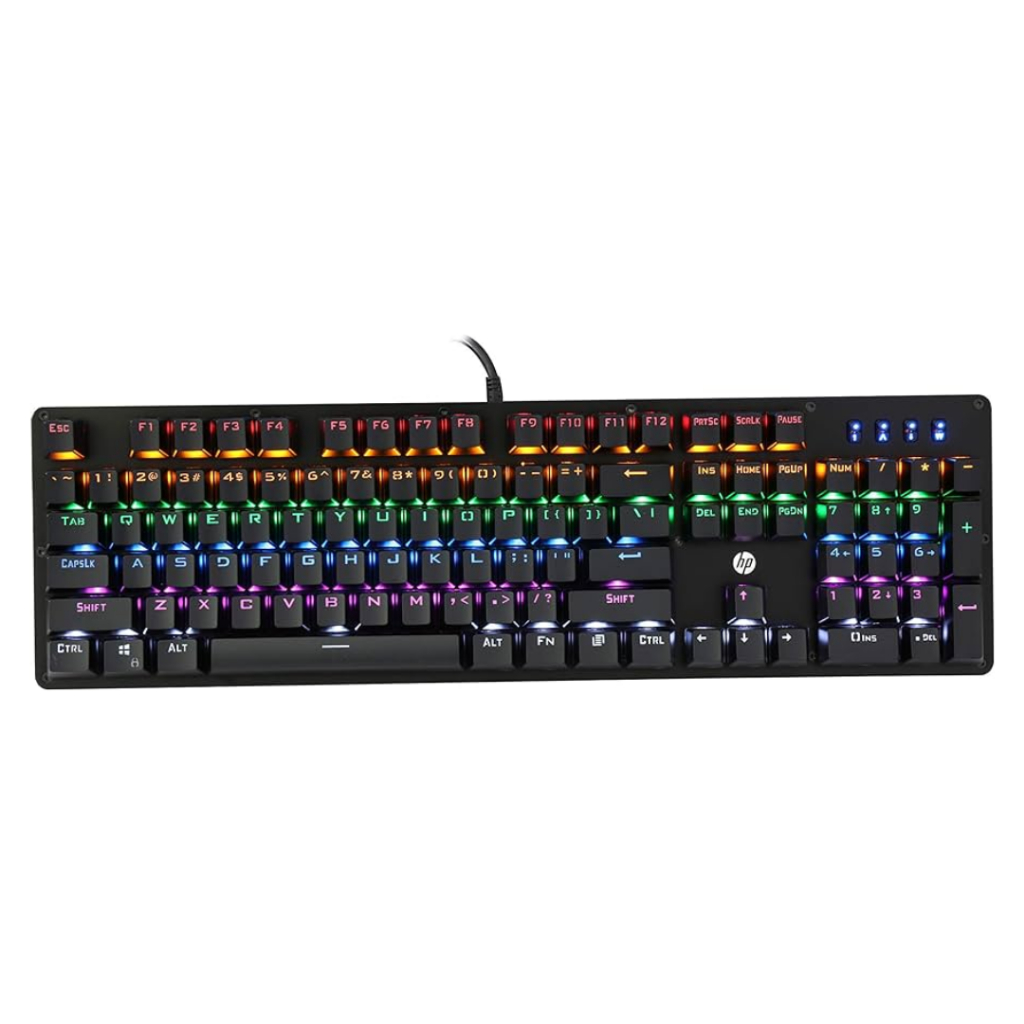 Teclado Mecânico Gamer Profissional HP Original Led Rgb Anti-Ghosting Abnt2 Switch Blue Multimídia