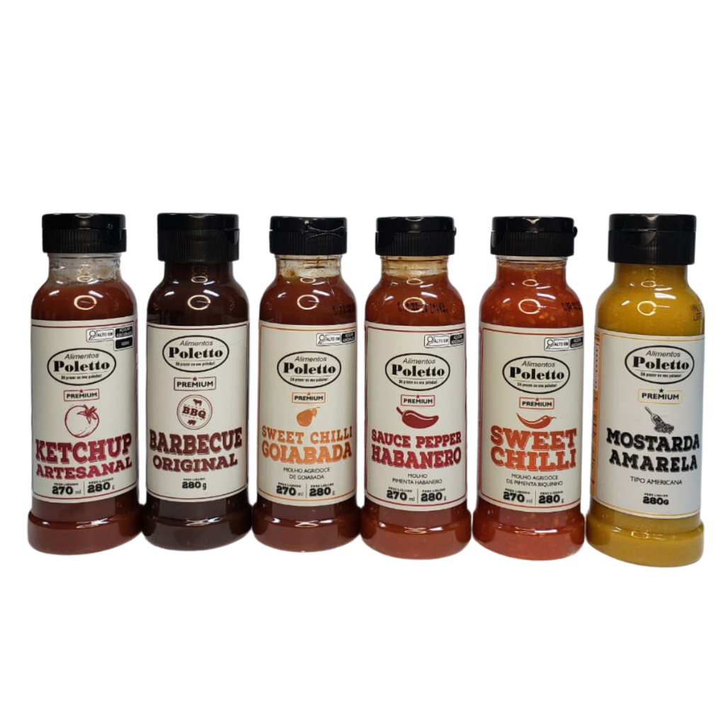 6 Molhos Premium para Churrasco Sanduiches Pizza Lanches e Porções