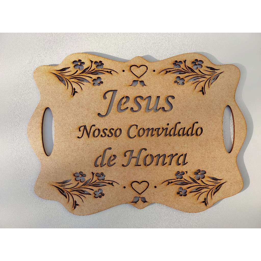 kit 2 Placa de Casamento em Mdf 3mm plaquinha casamento Lá vem a noiva e Jesus nosso convidado de honra