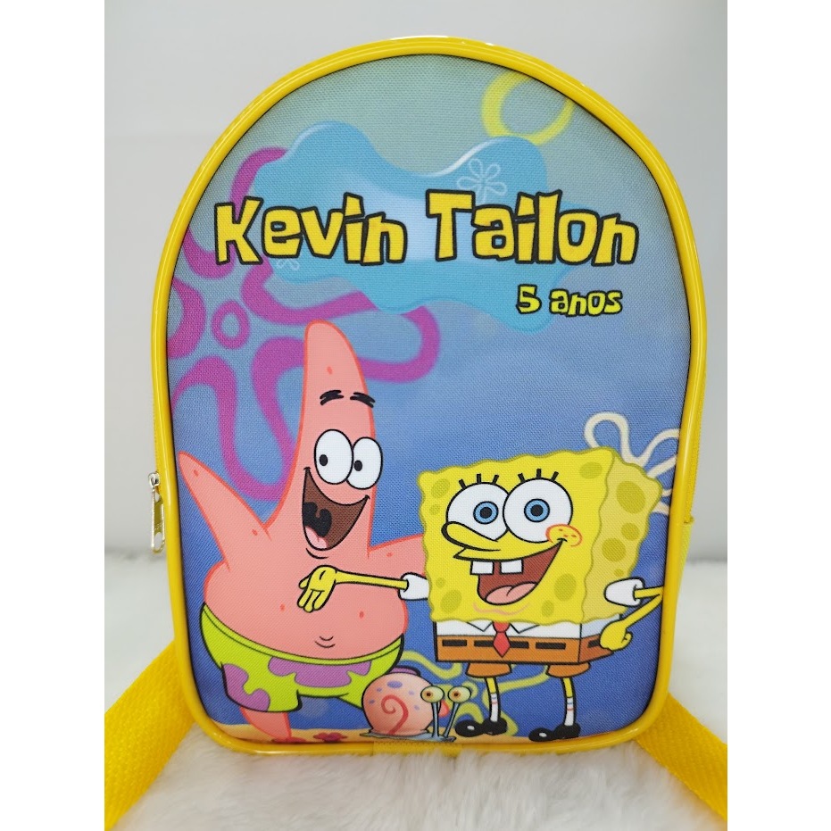PROMOÇÃO 10 mochilinhas personalizadas aniversario lembrancinha tema diversos , BOB ESPONJA