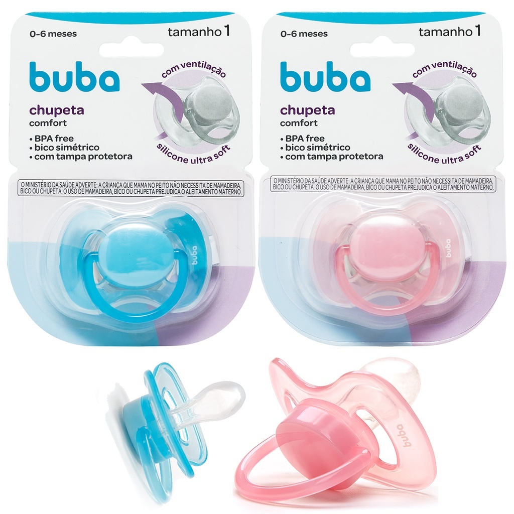 Chupetas BUBA com Ventilação e Silicone Ultra Sof