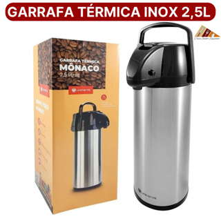 Garrafa Térmica Inox 2,5L Café Chimarrão Chocolate Quente Pressão Mônaco Unitermi 8H Conservação em Oferta na Shopee